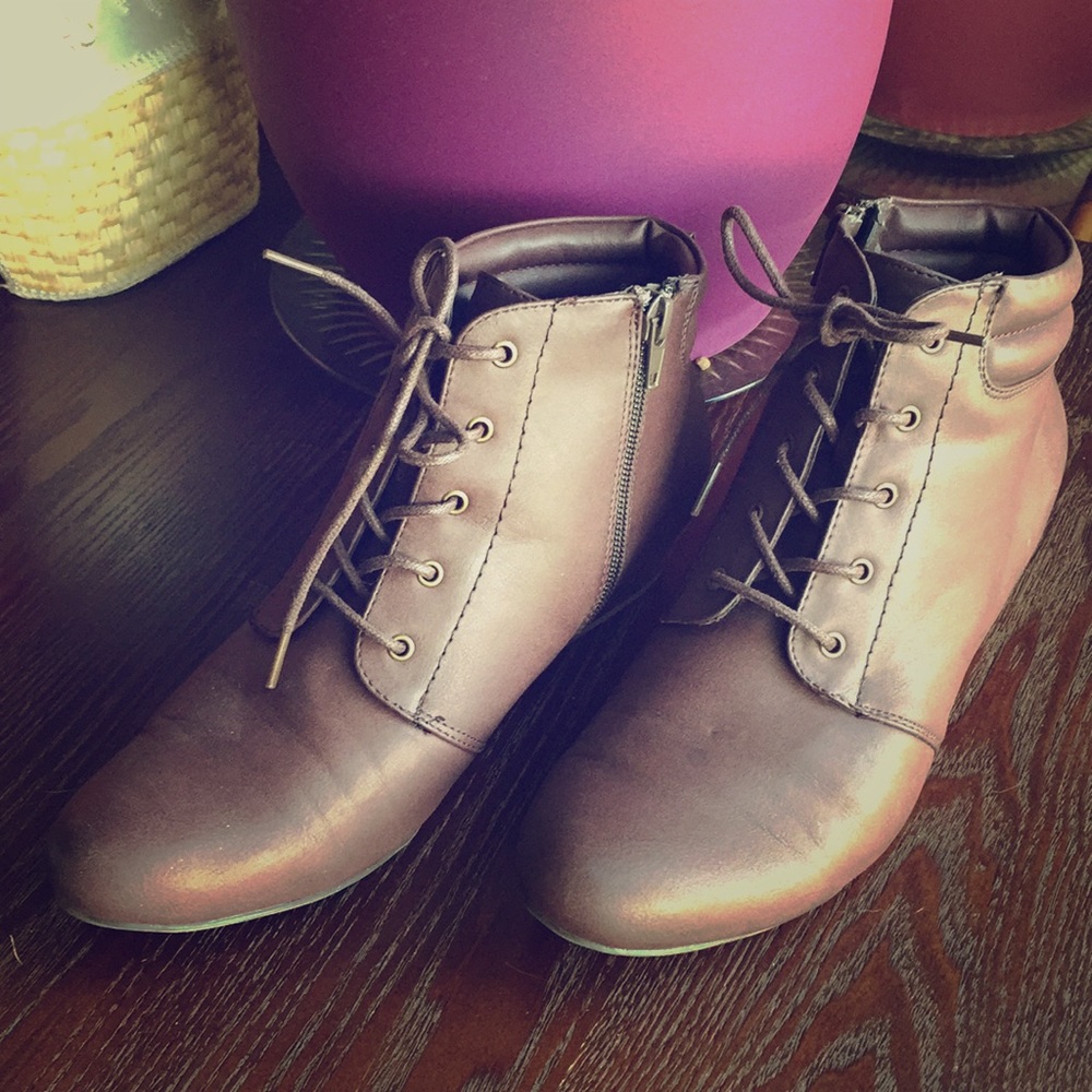 Plum Zip-Up Ankle Booties